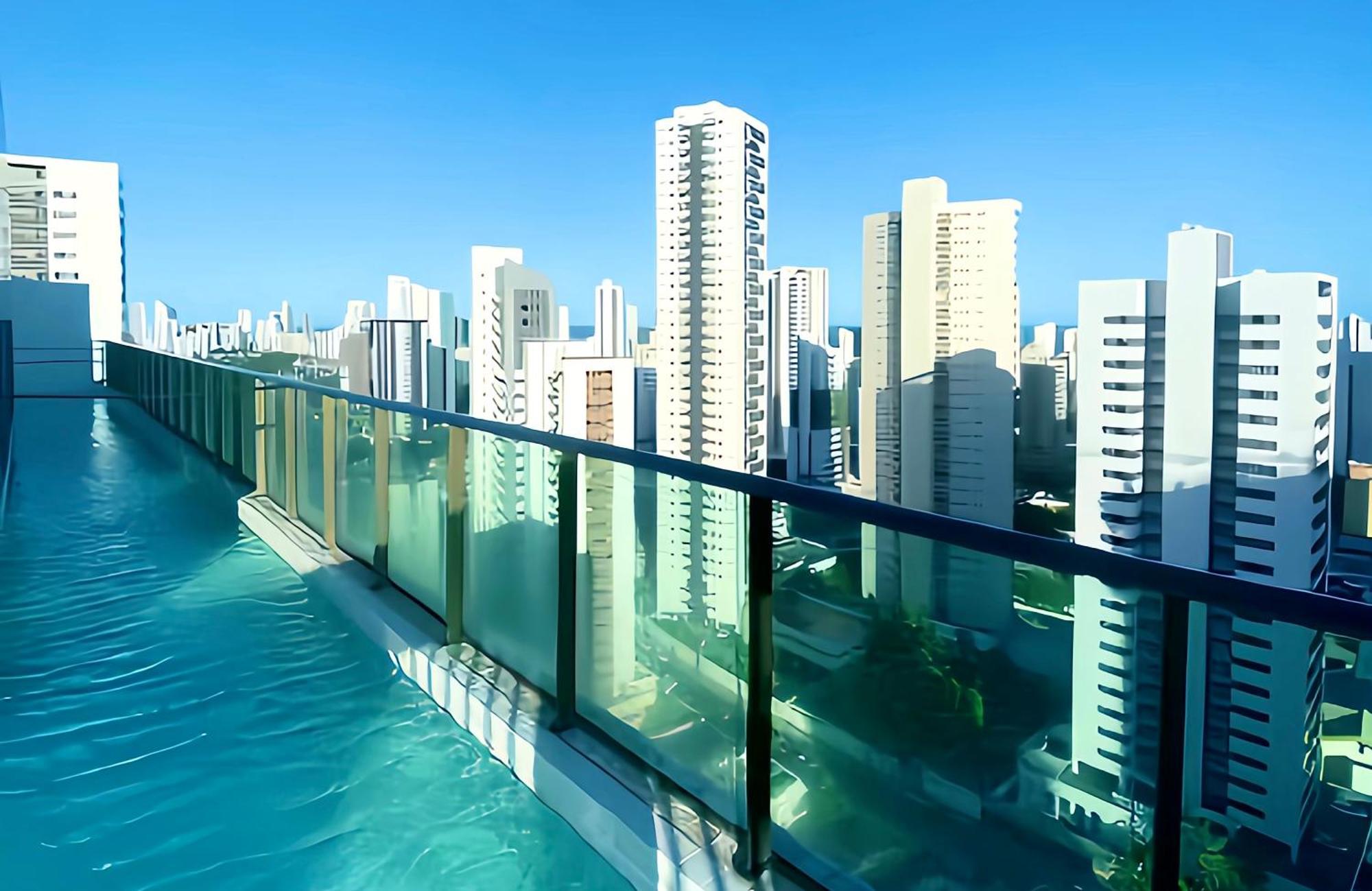 Flat Piscina No Rooftop Aluguel Temporada Em Recife Luaran gambar